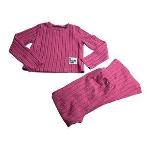 Pink Ribbed Matching outfit 130 5/6